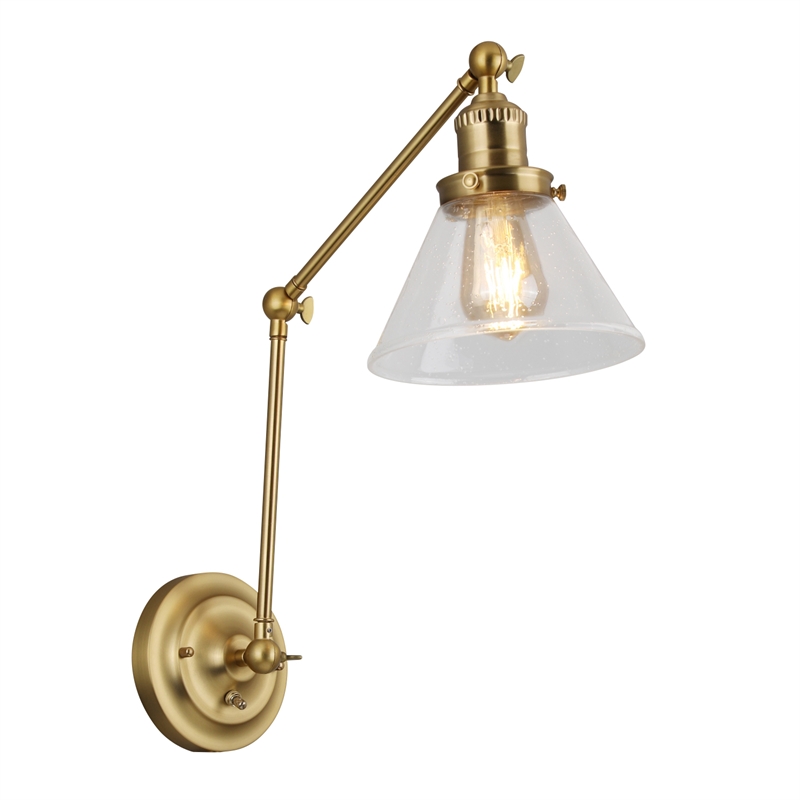 Design House Augustin Swing Arm Wall Mount 1-Light Metal Sconce Satin Gold