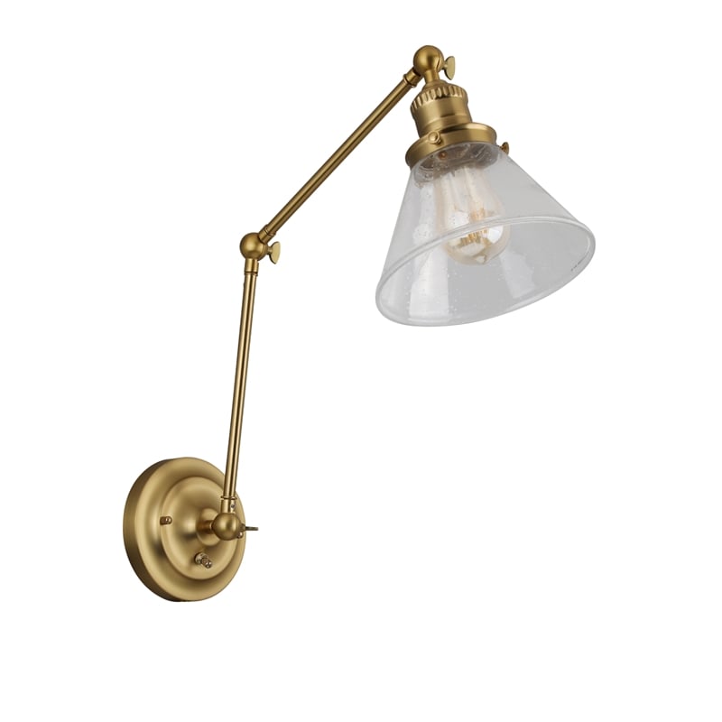 Design House Augustin Swing Arm Wall Mount 1-Light Metal Sconce Satin Gold