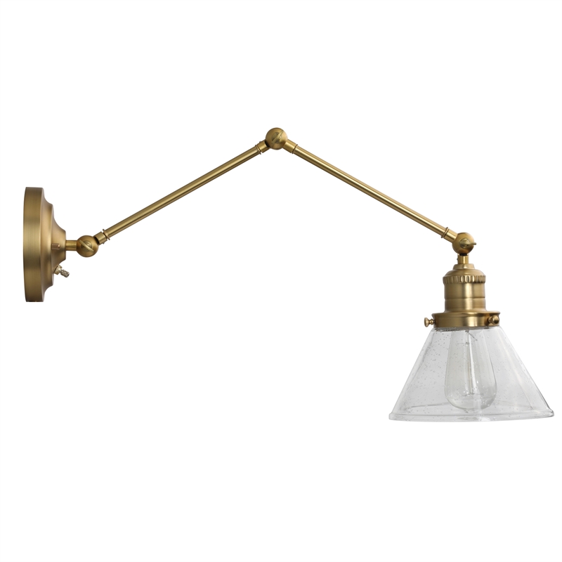 Design House Augustin Swing Arm Wall Mount 1-Light Metal Sconce Satin Gold