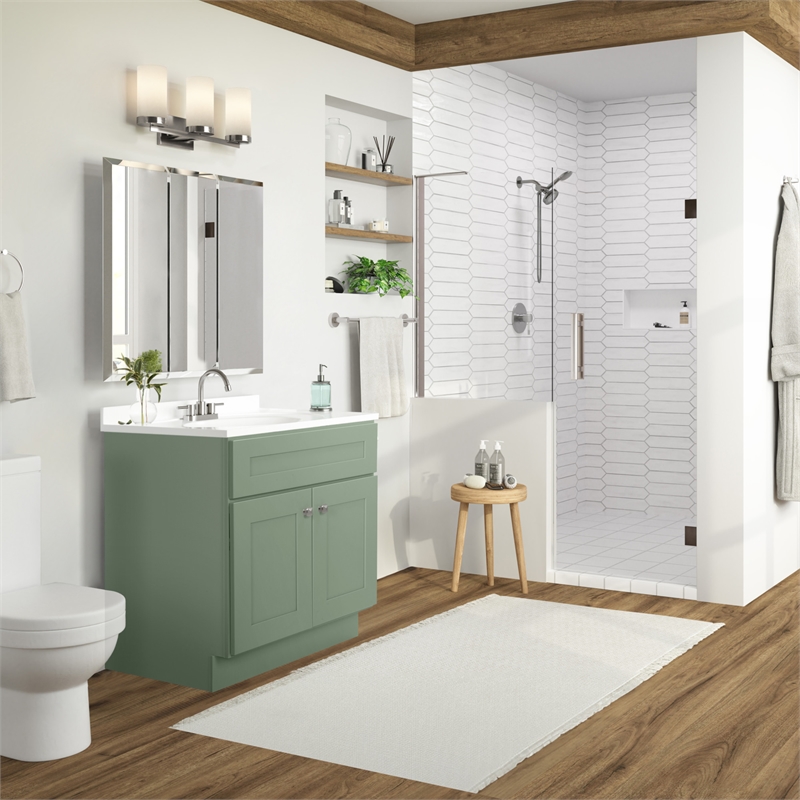 Brookings Vanity Without Top in Evergreen Fog Fully Assembled 30