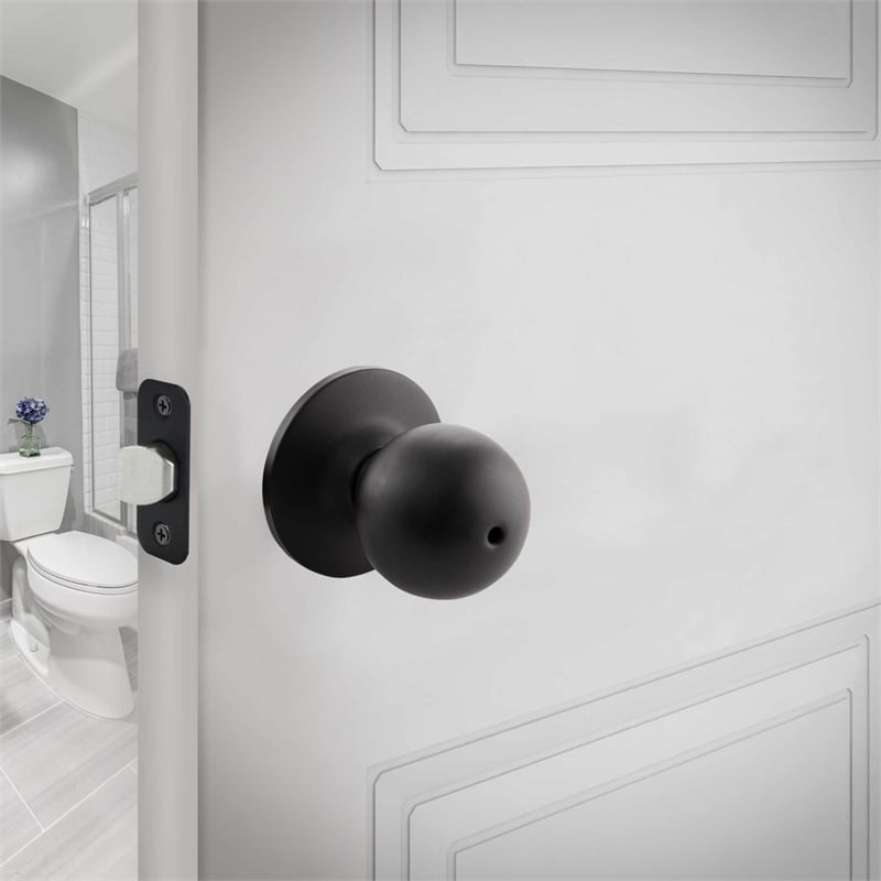 Design House Ball Privacy Brass Doorknob in Matte Black 20 Pack