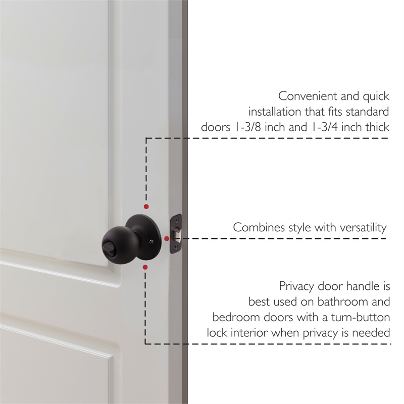 Design House Ball Privacy Brass Doorknob in Matte Black 20 Pack