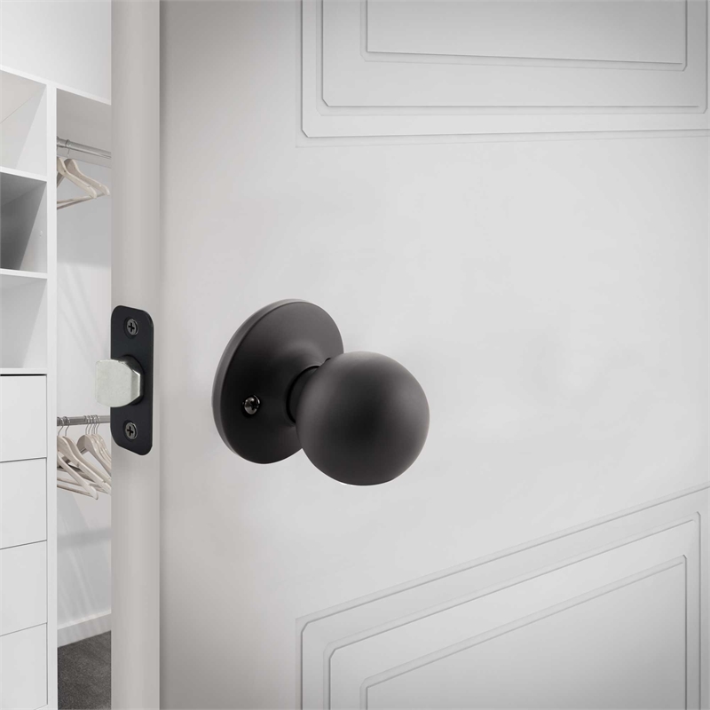 Design House Ball Passage Brass Doorknob in Matte Black 20 Pack