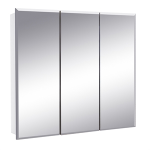 Design House Cyprus 30.4&quot Frameless Glass Medicine Cabinet in White
