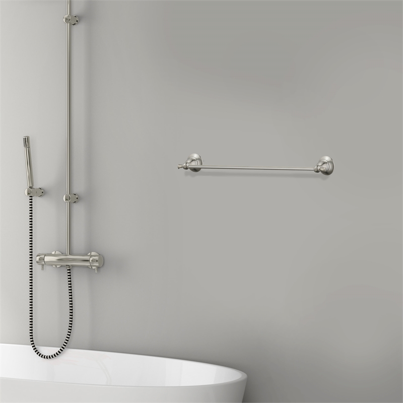 Design House Oakmont Traditional Brass Towel Bar in Nickel 24-inches