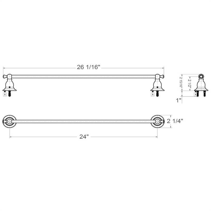 Design House Oakmont Traditional Brass Towel Bar in Nickel 24-inches