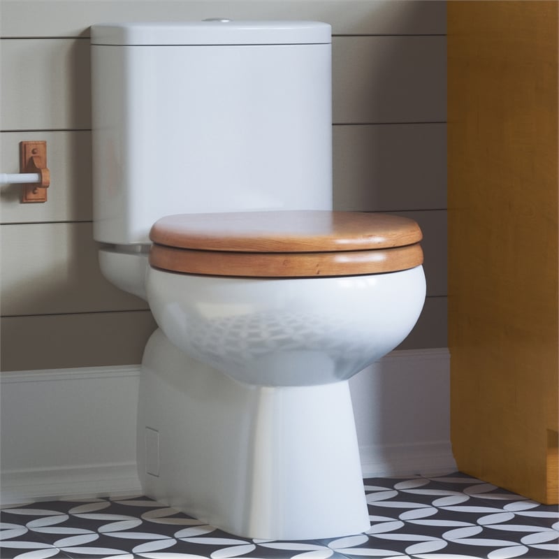 Design House Dalton Wood Round Soft Close Toilet Seat in Oak