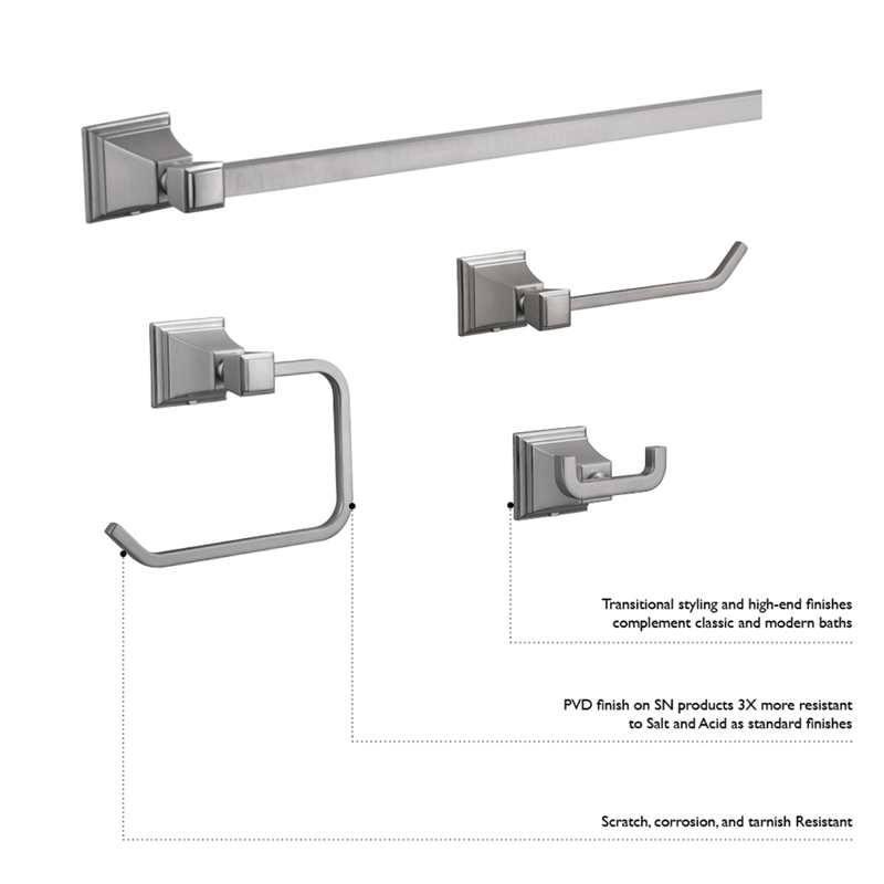 Design House Torino Brass Towel Ring for Bath and Kitchen in Satin Nickel