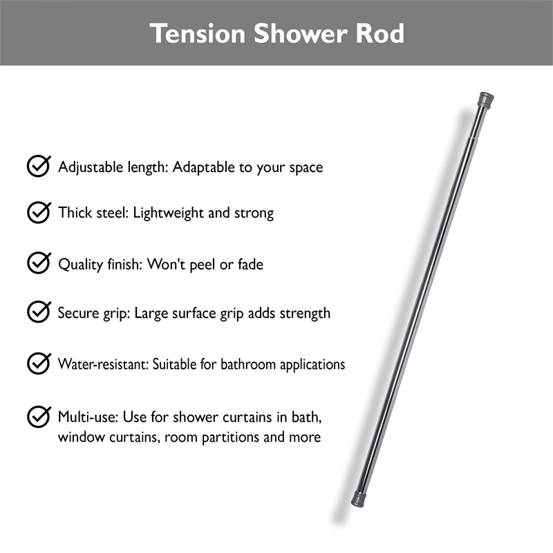 Design House Adjustable Shower Rod 42-inch-72-inch in Chrome