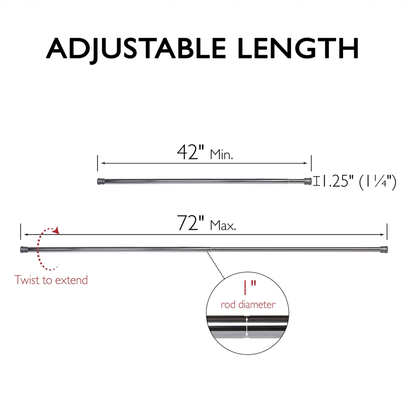 Design House Adjustable Shower Rod 42-inch-72-inch in Chrome