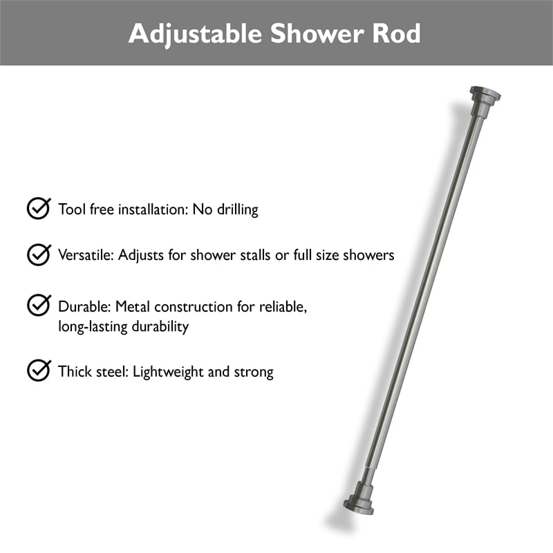 Design House 560912 Classic Adjustable 42 to 72-inch Shower Rod in Satin Nickel