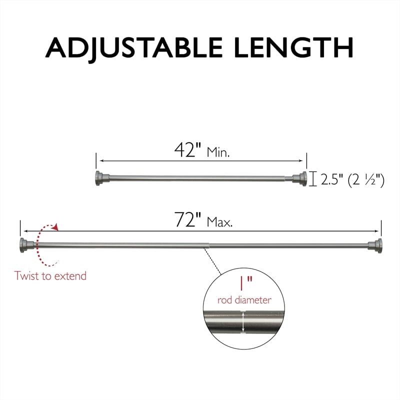 Design House 560912 Classic Adjustable 42 to 72-inch Shower Rod in Satin Nickel