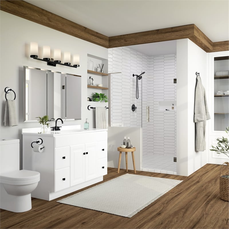 Design House Savannah Steel Towel Bar for Bathroom Matte Black and White 24-Inch