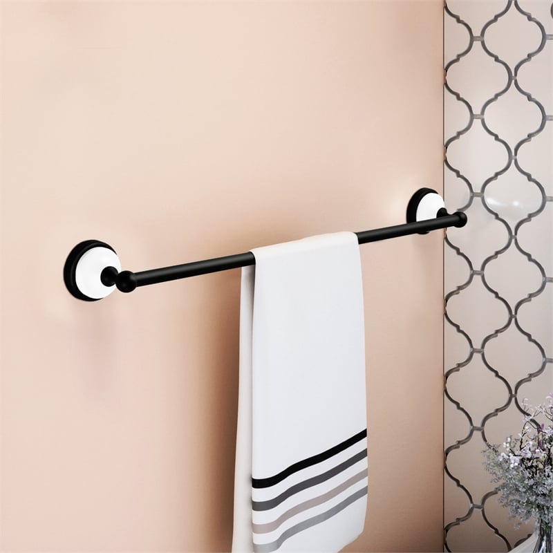 Design House Savannah Steel Towel Bar for Bathroom Matte Black and White 24-Inch