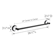 Design House Savannah Steel Towel Bar for Bathroom Matte Black and White 24-Inch