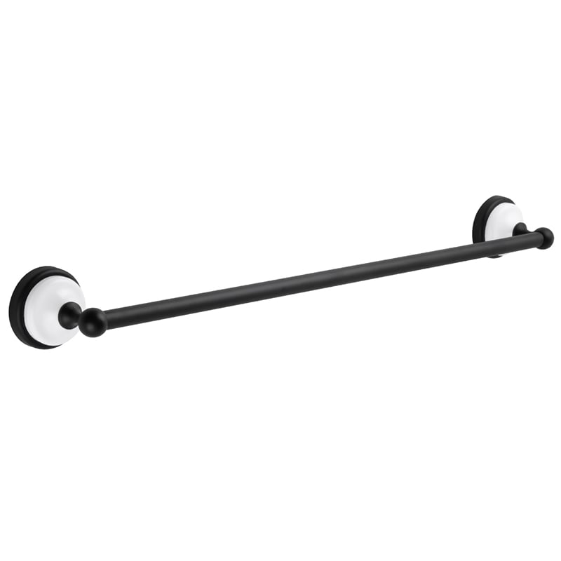 Design House Savannah Steel Towel Bar for Bathroom Matte Black and White 24-Inch