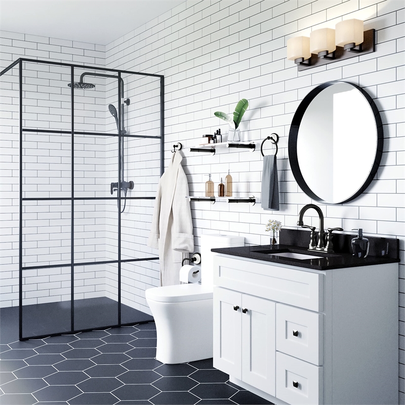 Design House Savannah 4-Piece Bathroom Hardware Kit in Matte Black and White