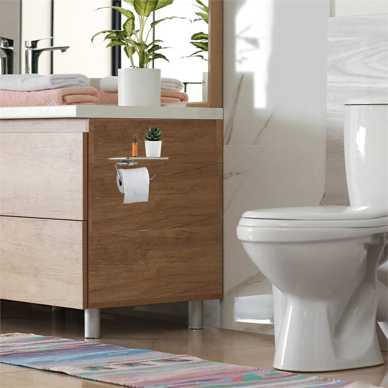 Design House Millbridge Toilet Paper Holder with Shelf in Satin Nickel