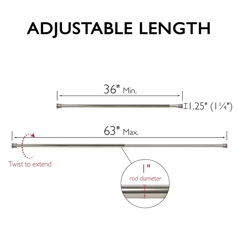 Design House Classic Adjustable 36 to 63-inch Shower Rod in Polished Chrome