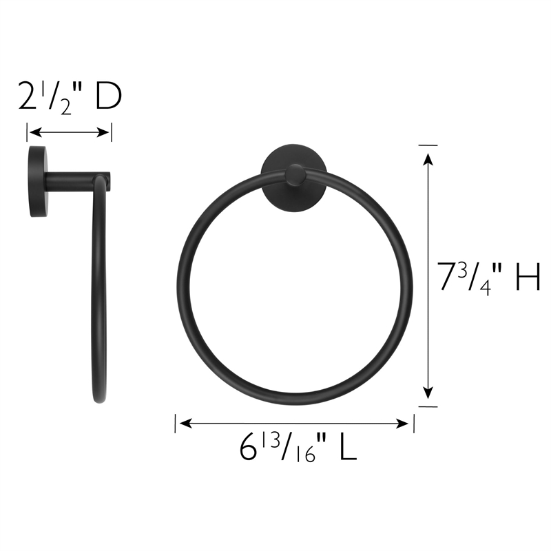Design House Graz Park Metal Towel Ring in Matte Black