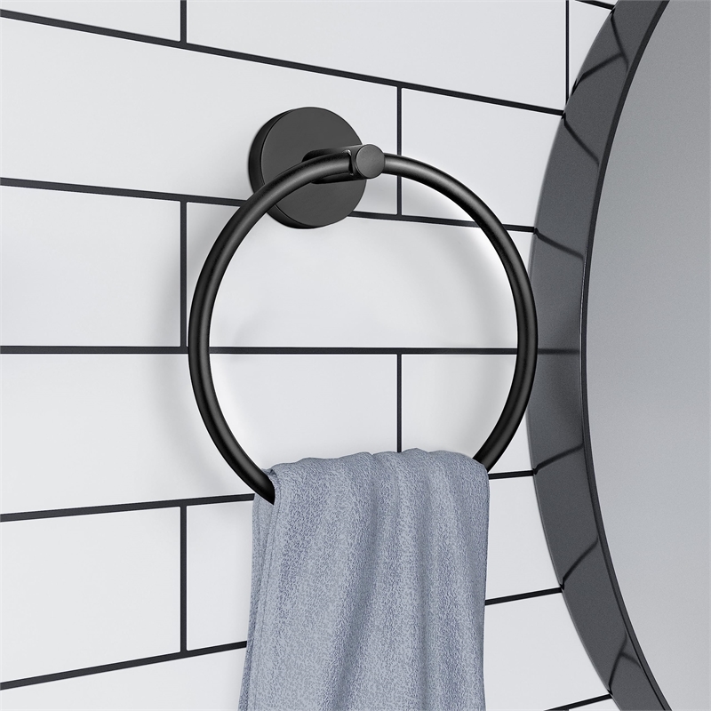 Design House Graz Park Metal Towel Ring in Matte Black