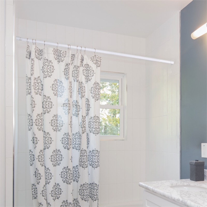 Design House Adjustable Stainless Steel Shower Curtain Rod in White 86-Inch
