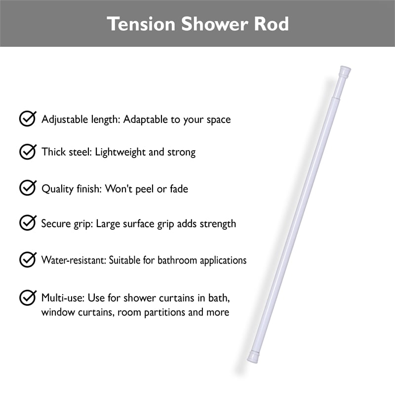 Design House Adjustable 50-84 inches Tension Steel Bathroom Shower Rod in White