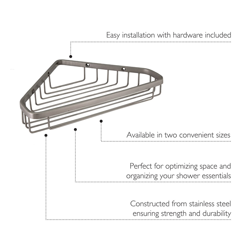 Corner Shower Basket in Satin Nickel 9.5-Inch