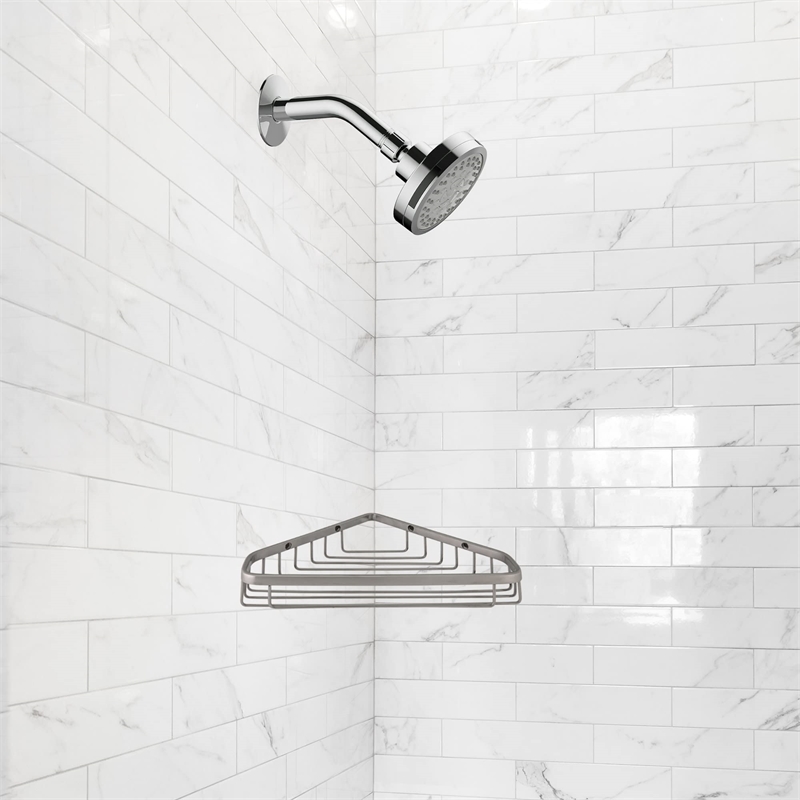 Corner Shower Basket in Satin Nickel 9.5-Inch