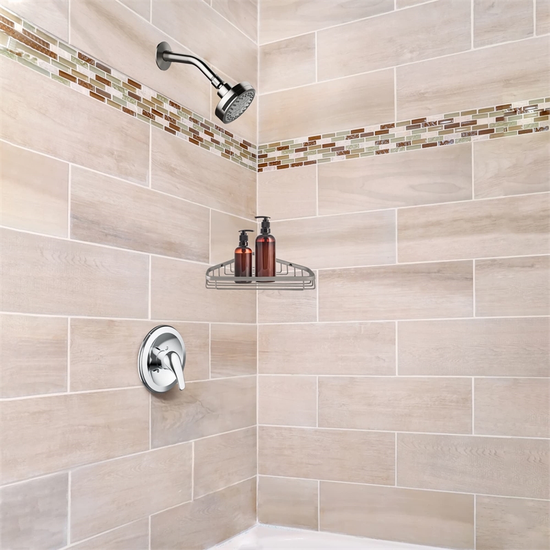 Corner Shower Basket in Satin Nickel 9.5-Inch