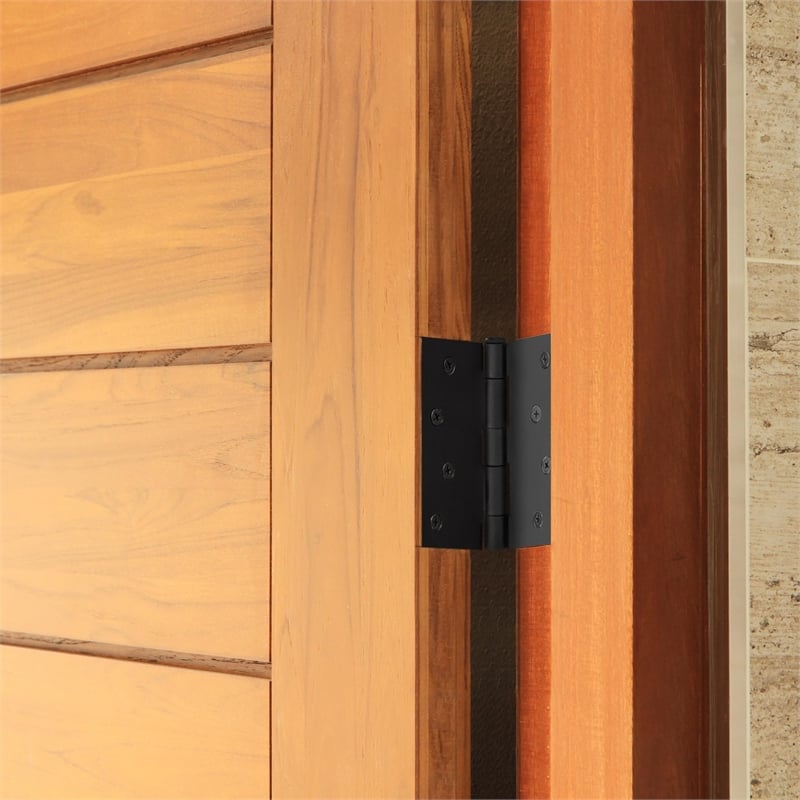 Design House Steel Door Hinge in Matte Black 4Inch Square Corner 3-Pack