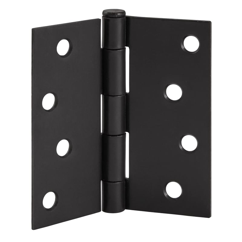 Design House Steel Door Hinge in Matte Black 4Inch Square Corner 3-Pack