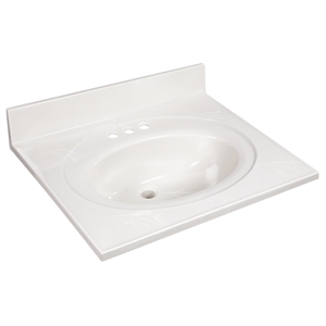 Cultured Marble Single Bowl Vanity Top Solid Ivory Swirl 25 in.