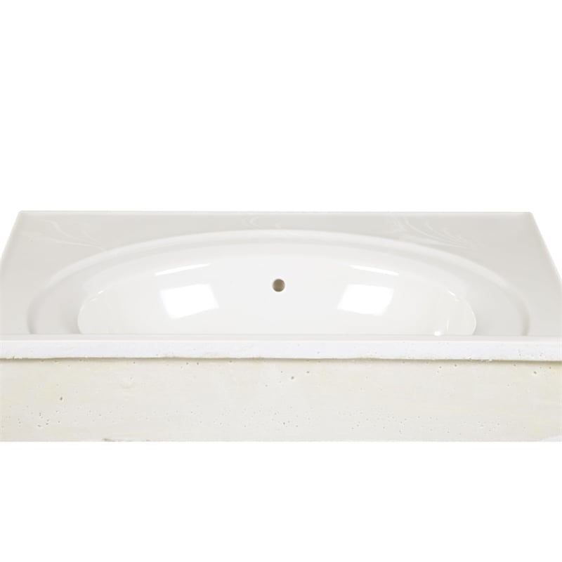 Cultured Marble Single Bowl Vanity Top Solid Ivory Swirl 25 in.