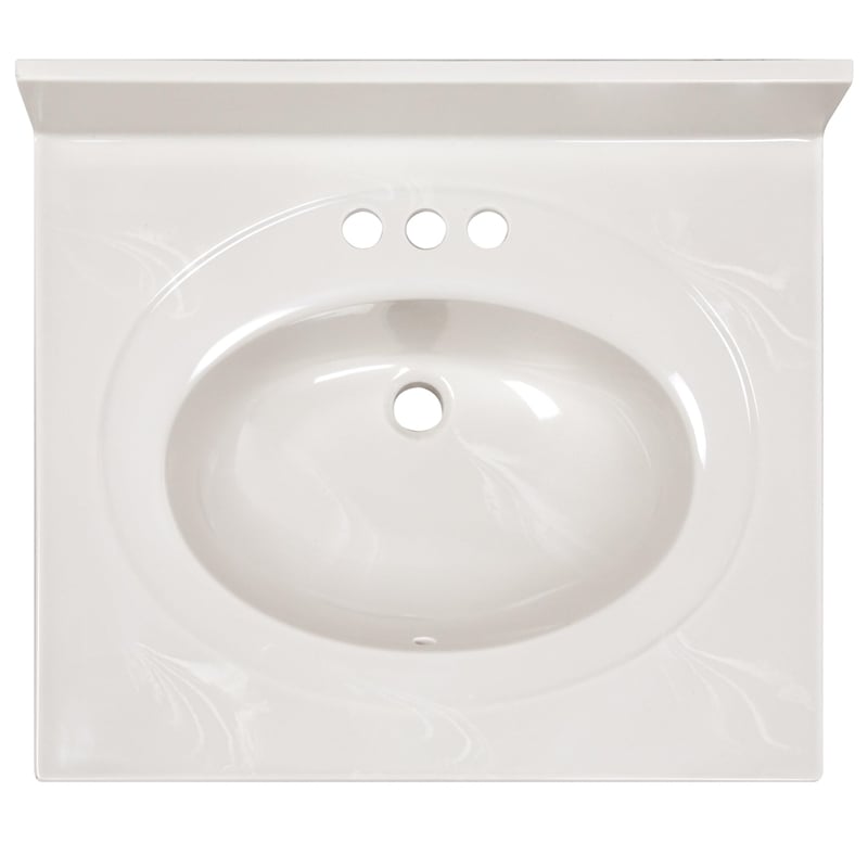 Cultured Marble Single Bowl Vanity Top Solid Ivory Swirl 25 in.