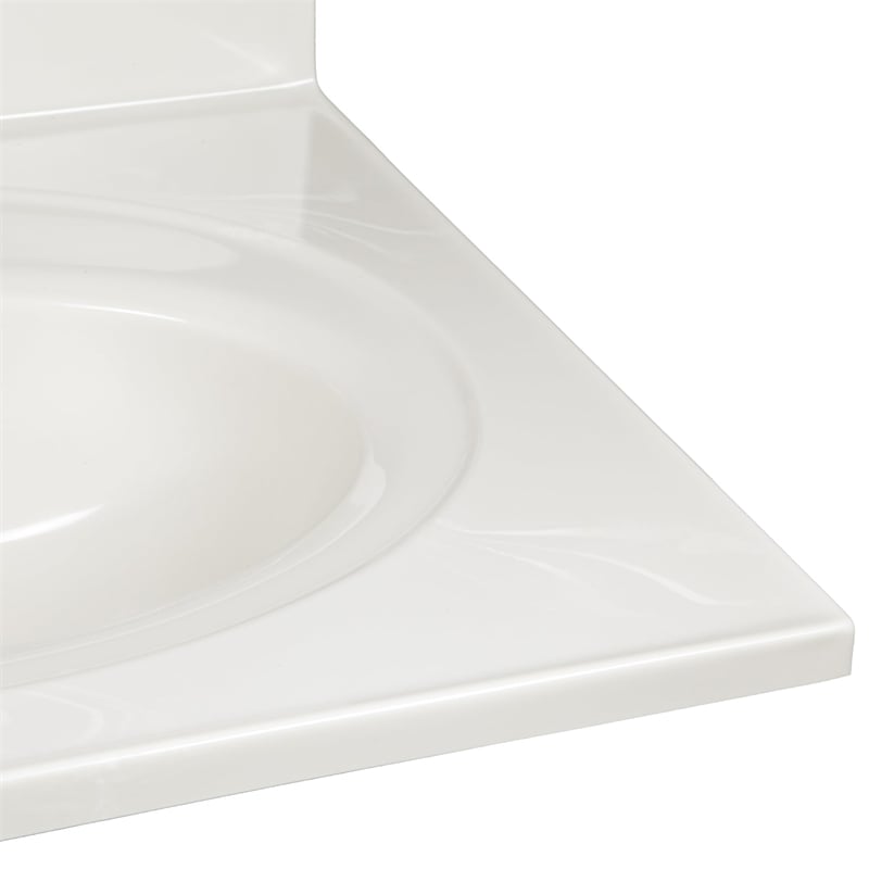 Cultured Marble Single Bowl Vanity Top Solid Ivory Swirl 25 in.
