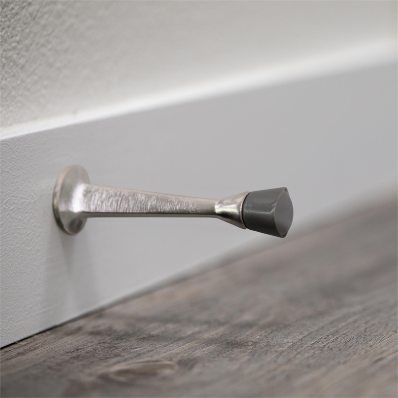 Design House Solid Rigid Steel Cast Door Stop in Satin Nickel 10 Pack