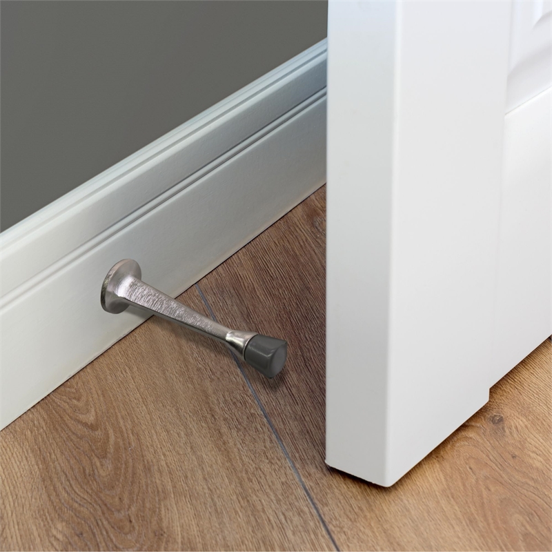 Design House Solid Rigid Steel Cast Door Stop in Satin Nickel 10 Pack