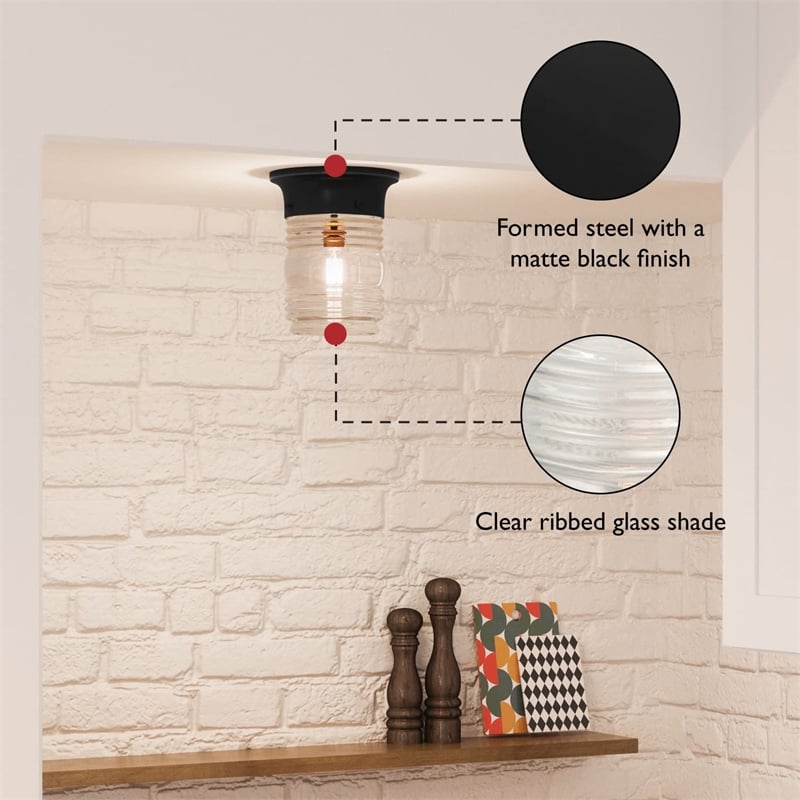 Design House Outdoor Steel Wall Mount Jelly Jar Wall Lantern Sconce in White