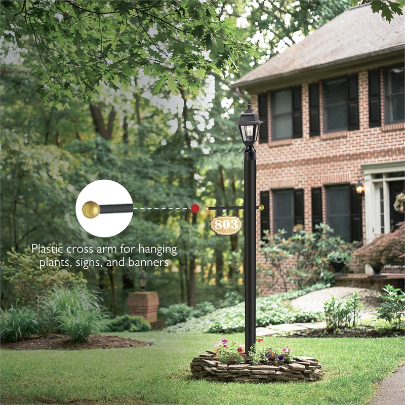 Design House Steel Black Lamp Post with Cross Arm