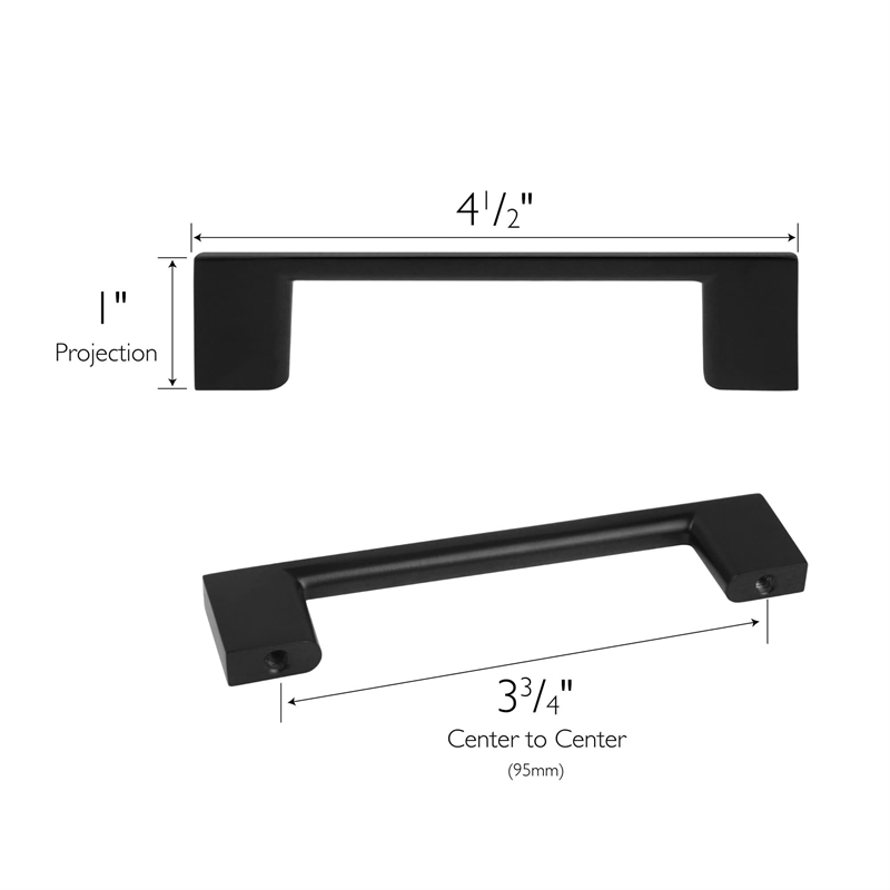 Caster Drawer Pull 33/4Inch Center to Center in Matte Black 10Pack