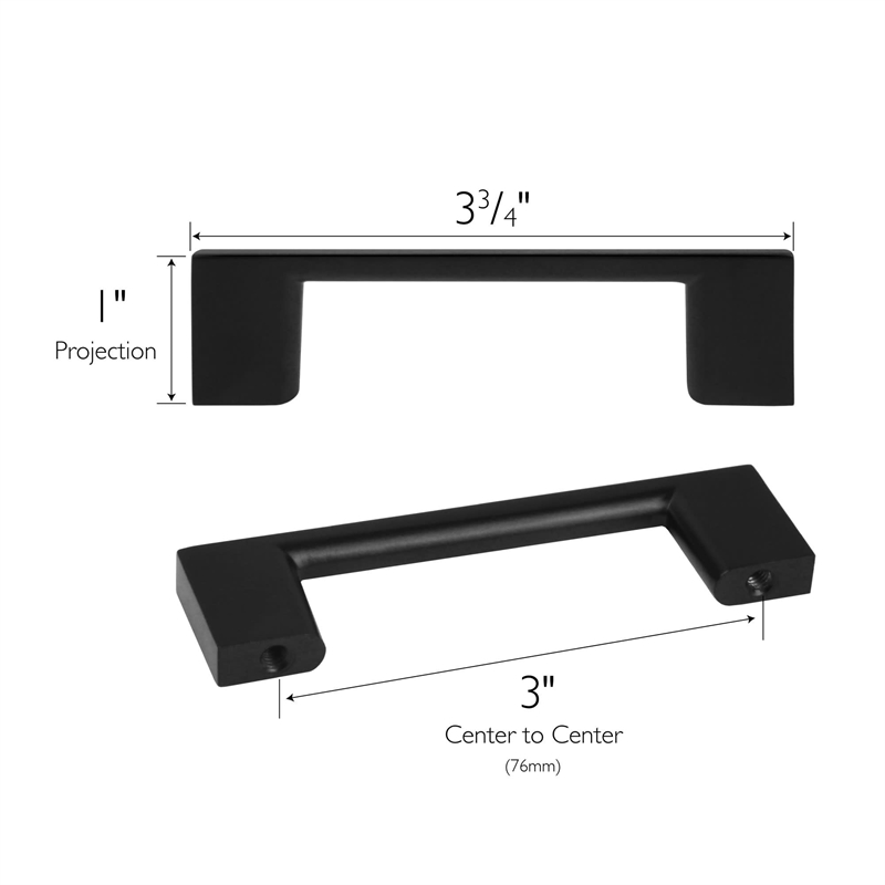 Caster Drawer Pull 3Inch Center to Center in Matte Black 10Pack