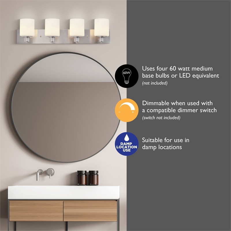 Design House Dane Steel Vanity Light in Satin Nickel 4Light