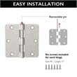 Design House Steel Door Hinge in Satin Nickel 31/2Inch 1/4inch Radius 3-Pack