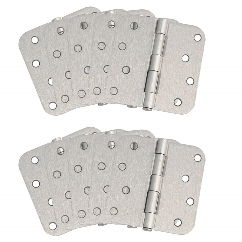 Design House Door Steel Hinge in Satin Nickel 4Inch 5/8inch Radius 10Pack