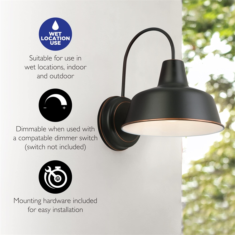 Design House Mason Indoor/Outdoor Wall Light in Oil Rubbed Bronze 2Pack