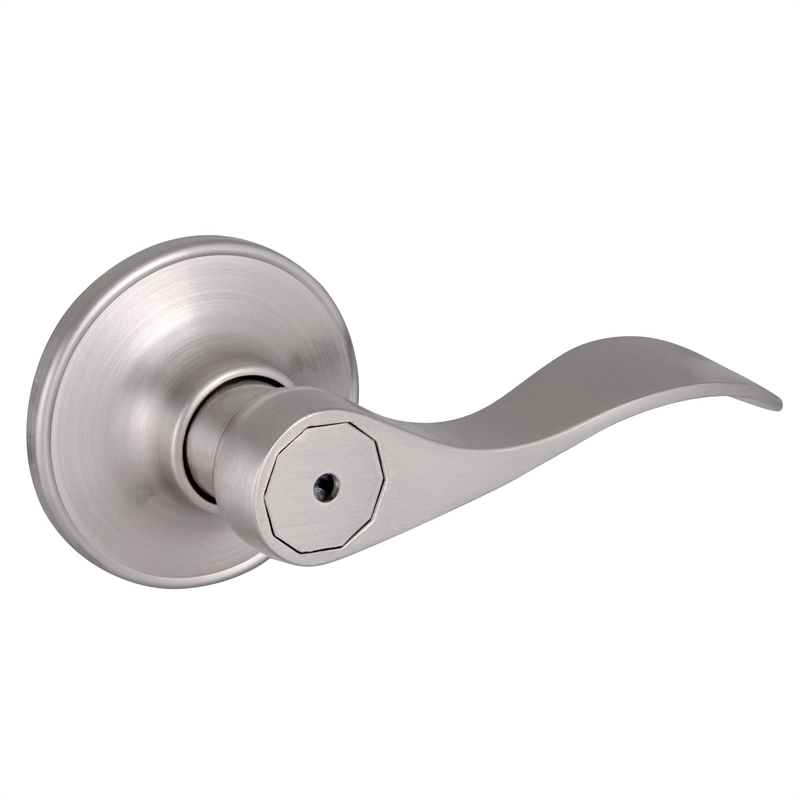 Springdale 2-Way Brass Privacy Door Lever and 3-Pack Hinges in Satin Nickel
