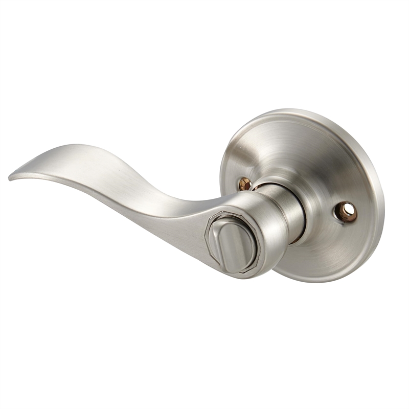 Springdale 2-Way Brass Privacy Door Lever and 3-Pack Hinges in Satin Nickel