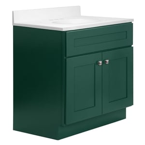 Brookings Bath Vanity Assembled 31x22 - Hunt Club Base and Solid White Top