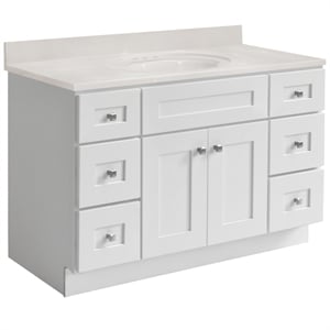 Brookings Bath Vanity Assembled 49x22 - White Base and Ivory Swirl Top